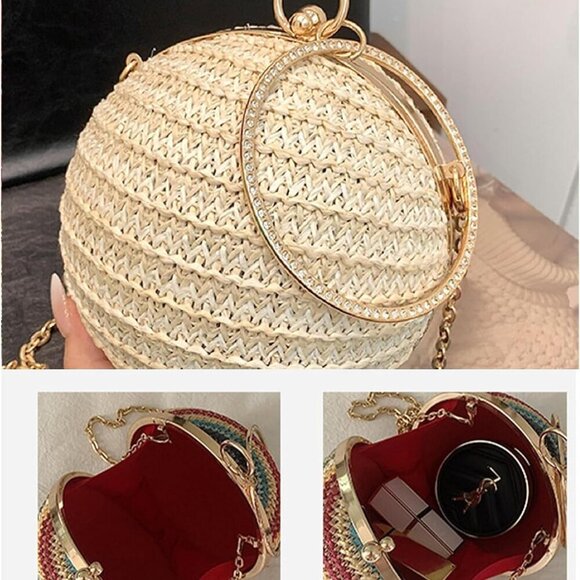 Straw Clutch Purse Womens Evening Bag Beach Handbag Crossbody Small main image 5